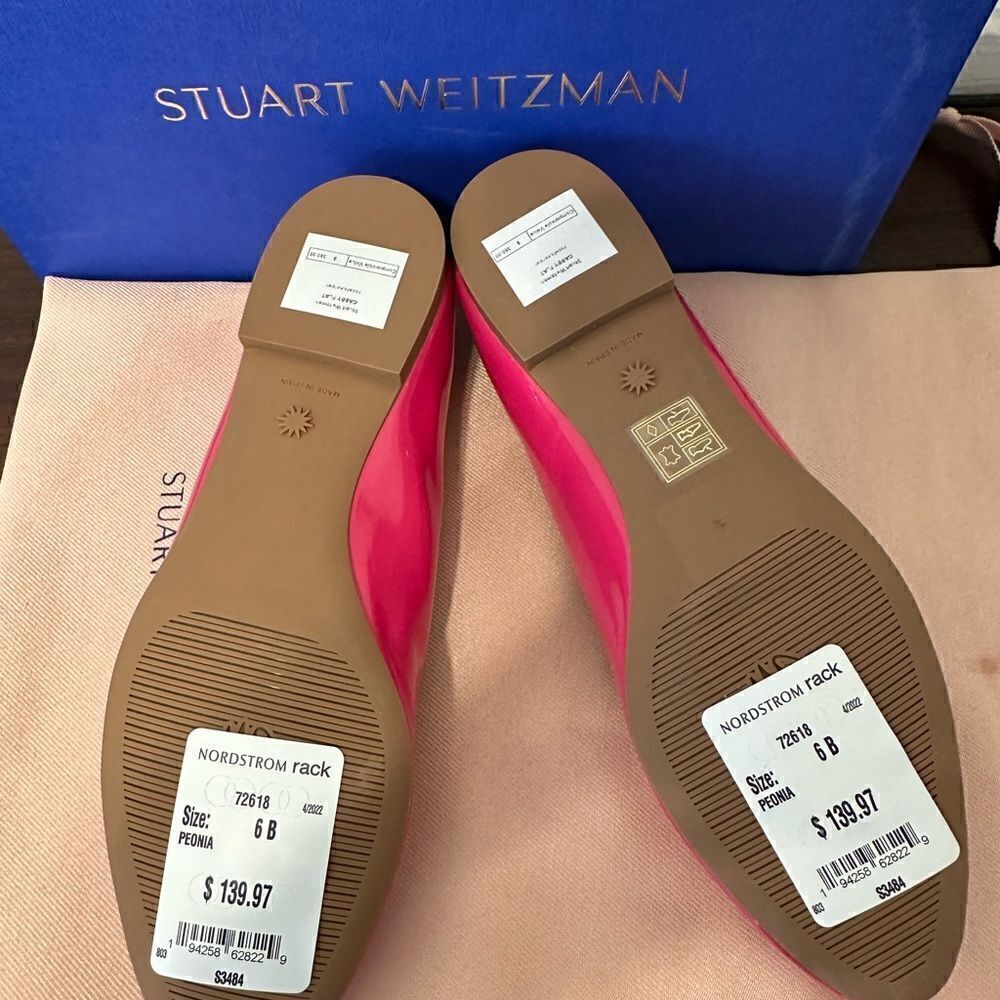 Stuart Weitzman Women’s gabby leather ballet in pink flats almond toe Sz 6, NIB - Picture 6 of 11